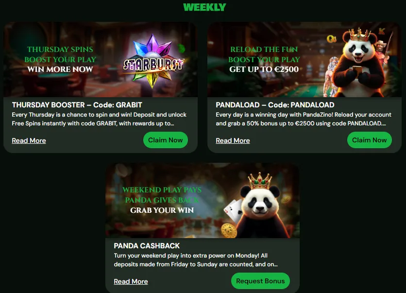pandazino casino weekly